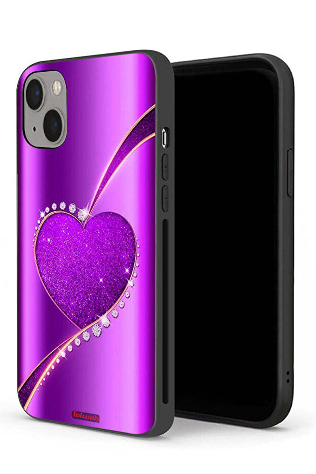 غطاء حماية لامع على شكل قلب لهاتف Apple iPhone 13 mini