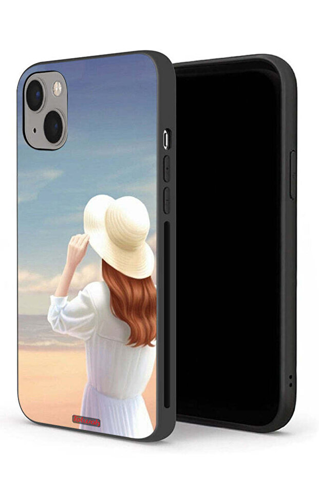 جراب حماية لجهاز Apple iPhone 13 mini بتصميم قبعة فتاة واقفة
