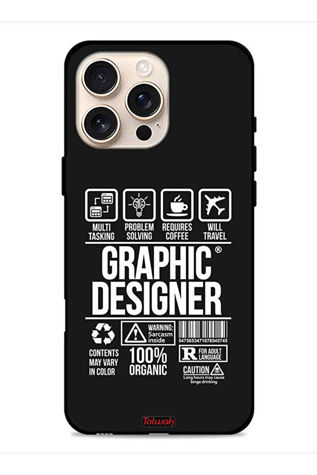 غطاء حماية لجهاز Apple iPhone 16 Pro Max، ملصق مصمم جرافيكي