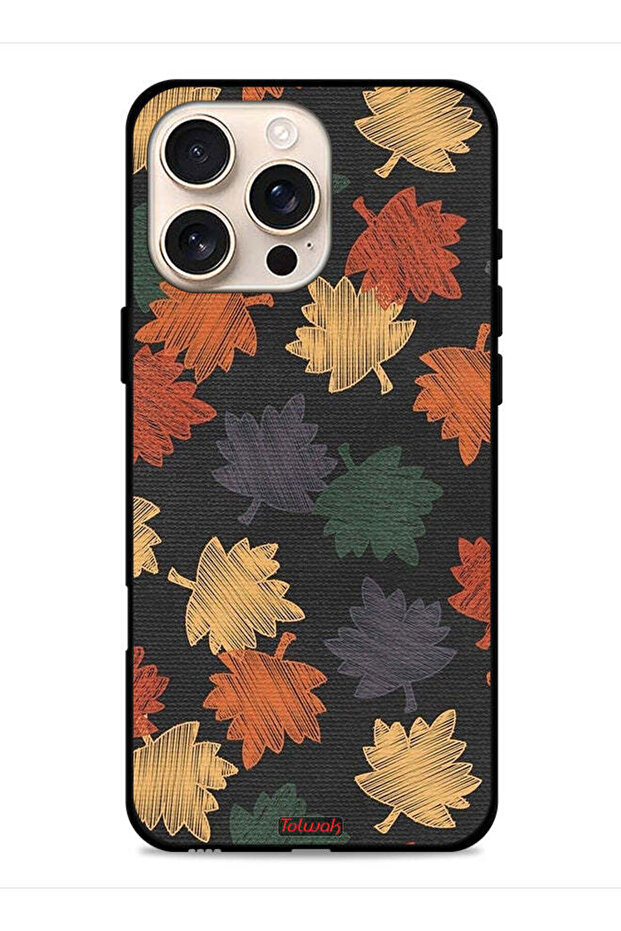 غطاء حماية لجهاز Apple iPhone 16 Pro Max بتصميم أوراق الخريف الفنية