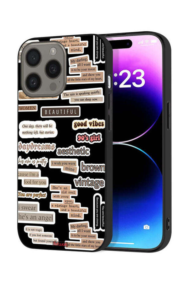 غطاء حماية لجهاز Apple iPhone 15 Pro Max بملصقات اقتباسات جميلة