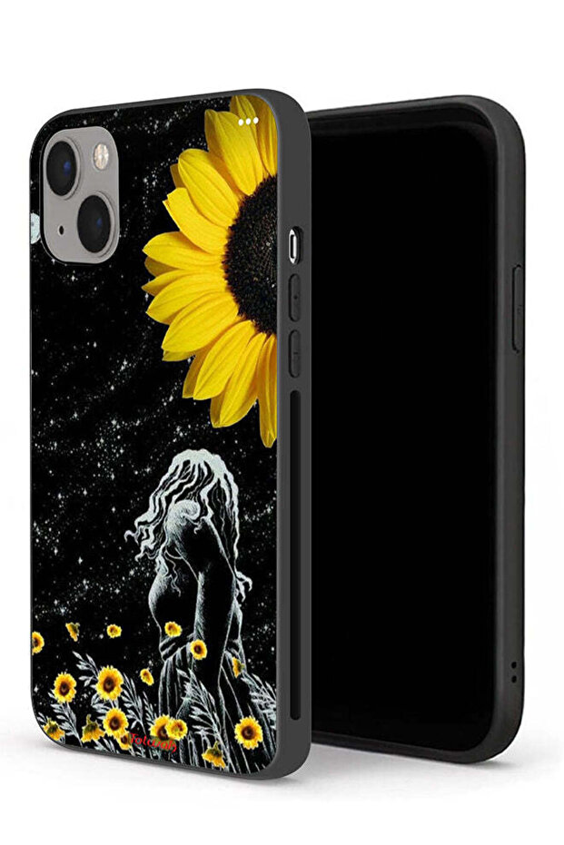 جراب حماية لجهاز Apple iPhone 13 mini برسومات فتاة تنظر إلى القمر