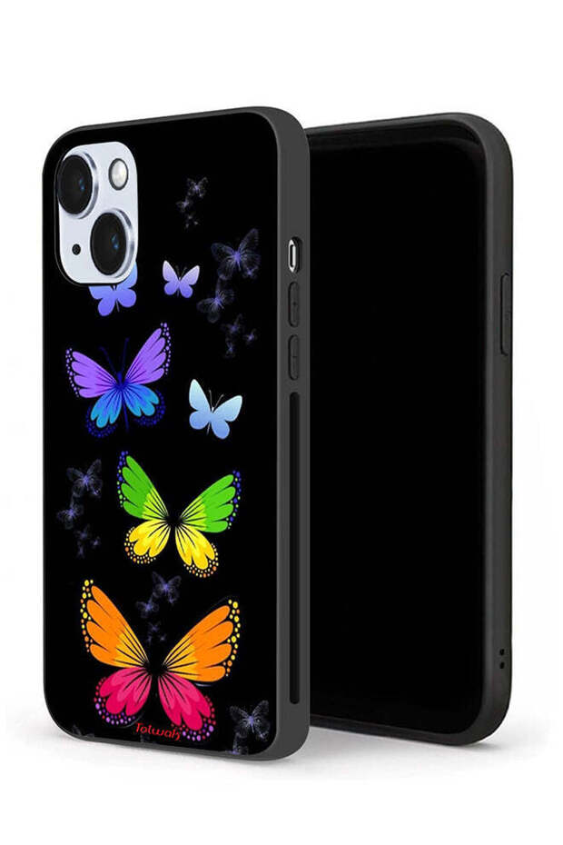 غطاء حماية لجهاز Apple iPhone 14 Plus بنقشة فراشات ملونة