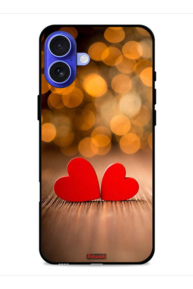 غطاء حماية لجهاز Apple iPhone 16 Plus بتصميم قلبين جميلين