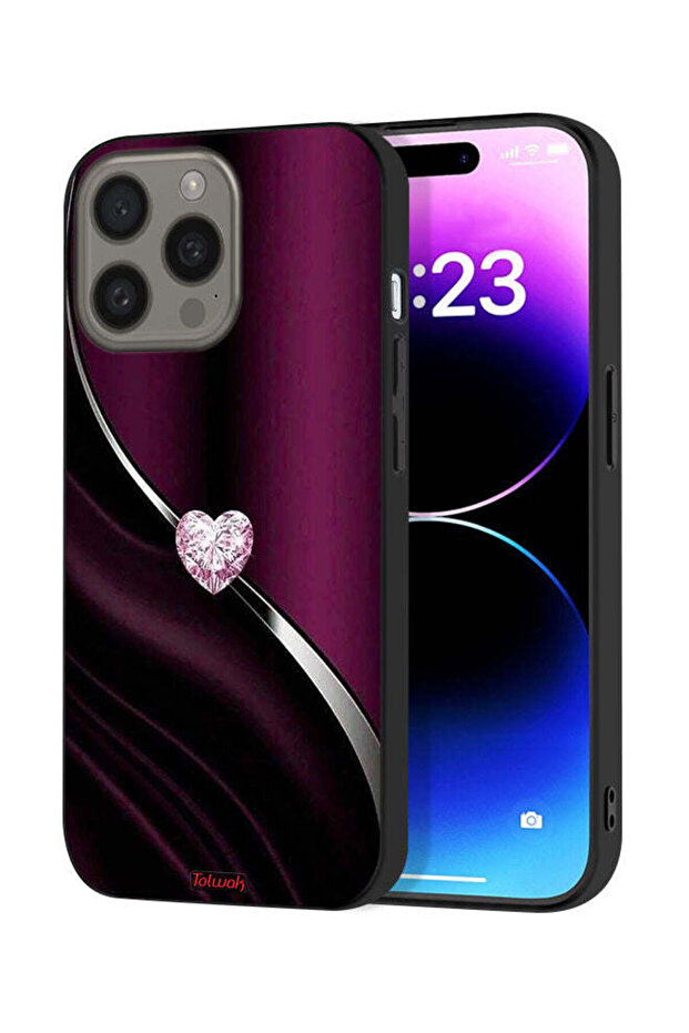 غطاء حماية لجهاز Apple iPhone 15 Pro بتصميم قلب ماسي