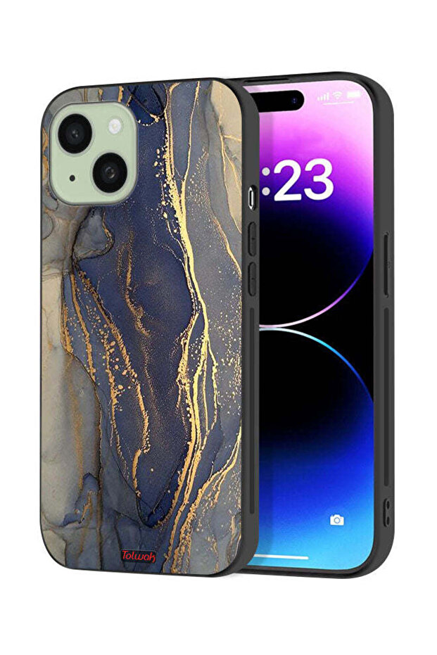 غطاء حماية لجهاز Apple iPhone 15 Plus بنمط رخامي لامع - 1