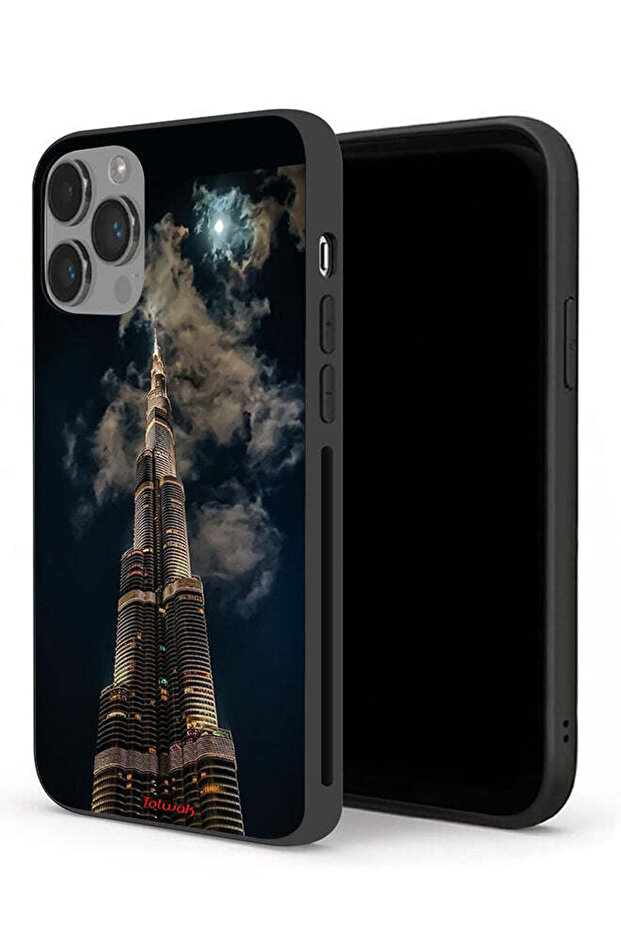 غطاء حماية لجهاز آيفون 14 برو ماكس من آبل، برج خليفة في الليل