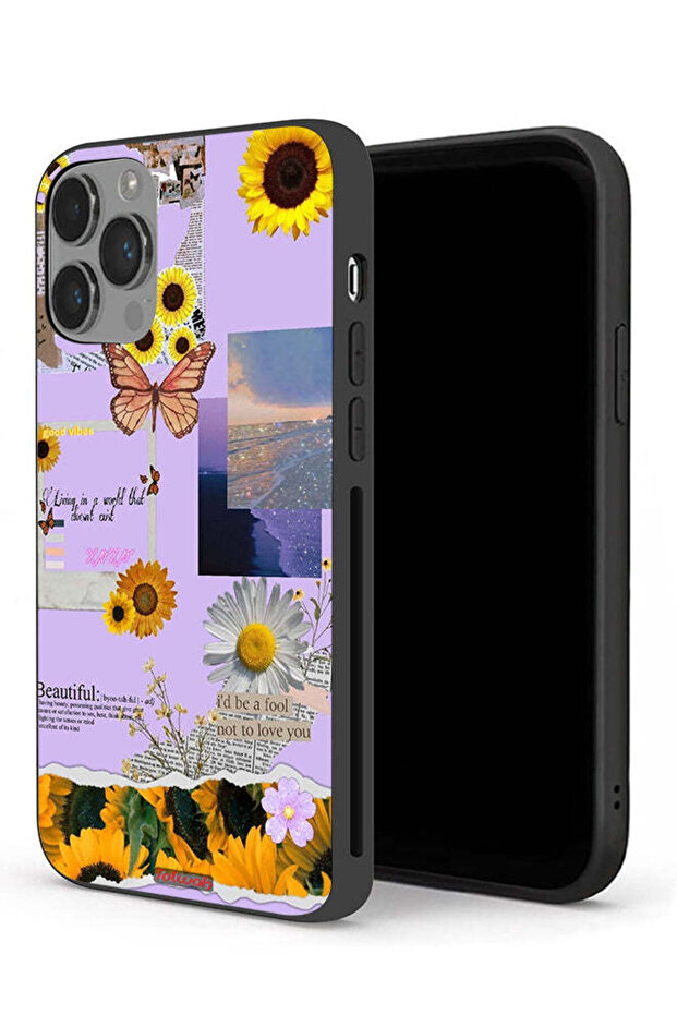 جراب حماية لجهاز Apple iPhone 14 Pro Max بملصقات عباد الشمس الجميلة