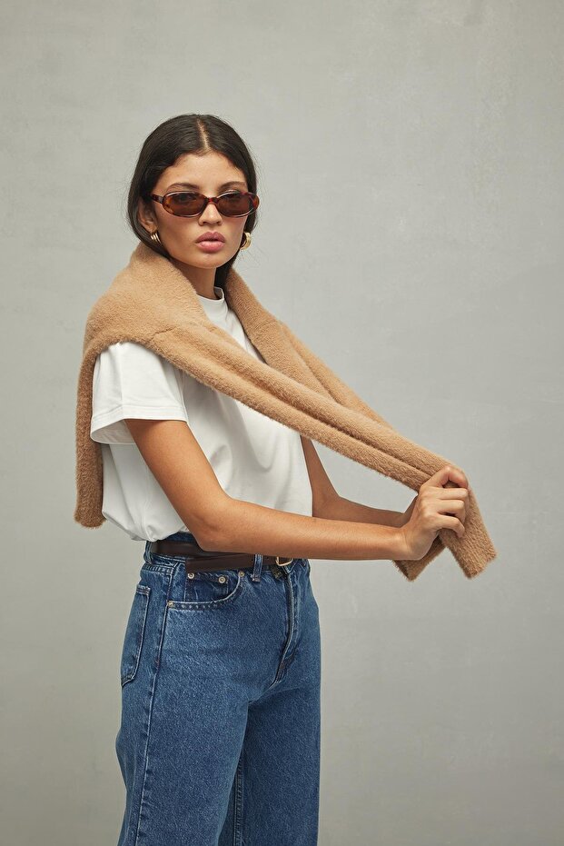 Basic Modal Dokuma Tişört Beyaz - 7