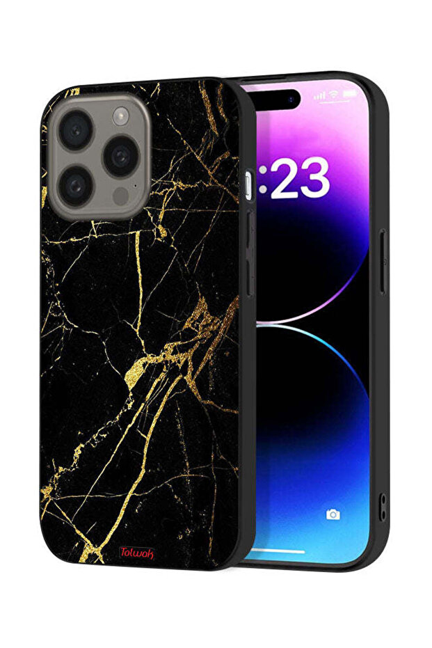 غطاء حماية لجهاز Apple iPhone 15 Pro Max من الرخام المتصدع