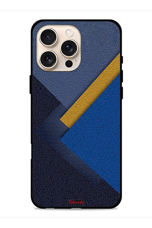 غطاء حماية جلدي بتصميم مثلثات لهاتف آيفون 16 برو ماكس من آبل