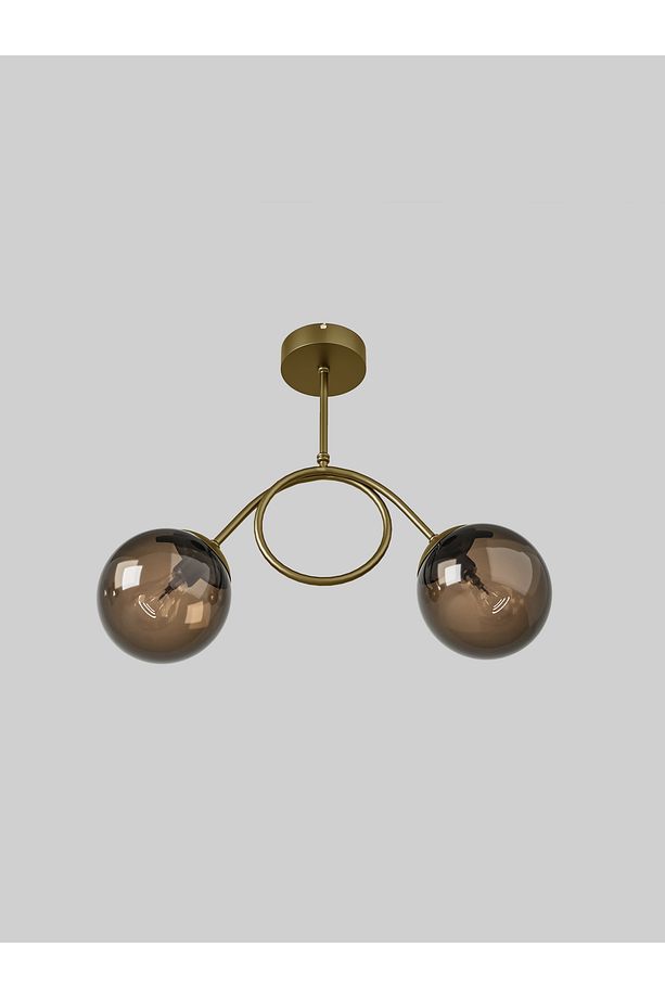ARVEN Modern Eskitme Metal Gövdeli 2'li Bal Cam Küre Avize | Yay Formlu Aydınlatma Avize Modeli - 5