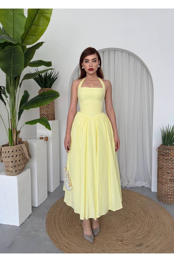 Fedro Poplin Uzun Elbise - 8