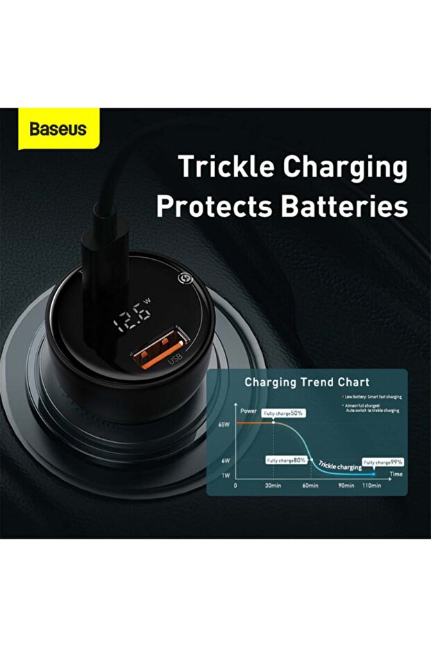 Încărcător auto USB, Tip-C, 100W, 5A + cablu Tip-C la Tip-C - (TZCCZX-01) - Negru - 5