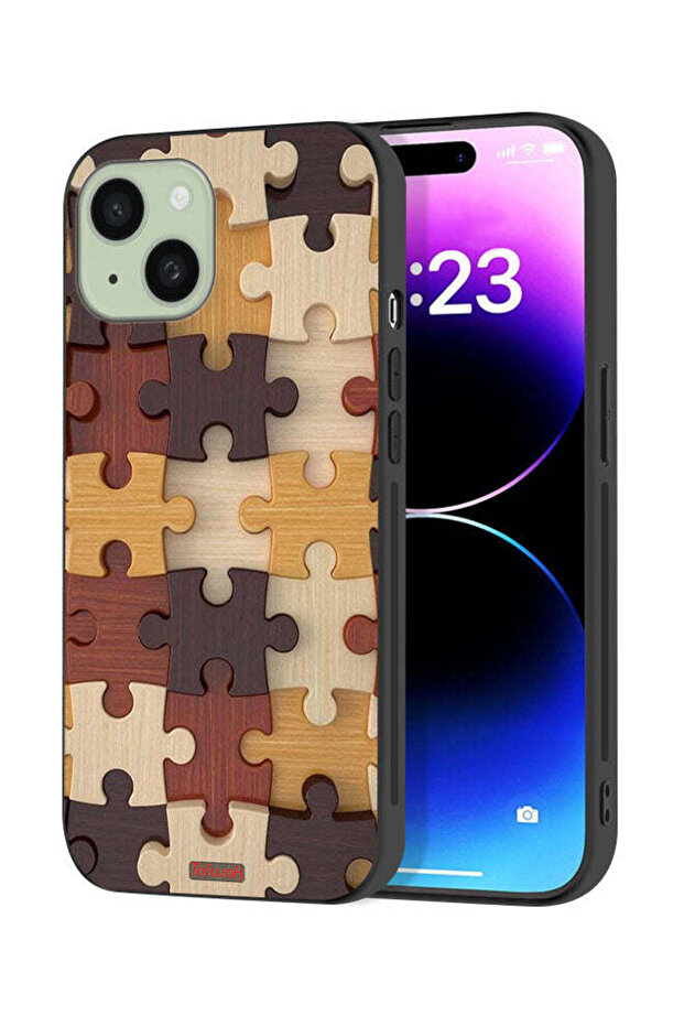 Apple iPhone 15 Plus Protective Case Cover Wooden Pattern