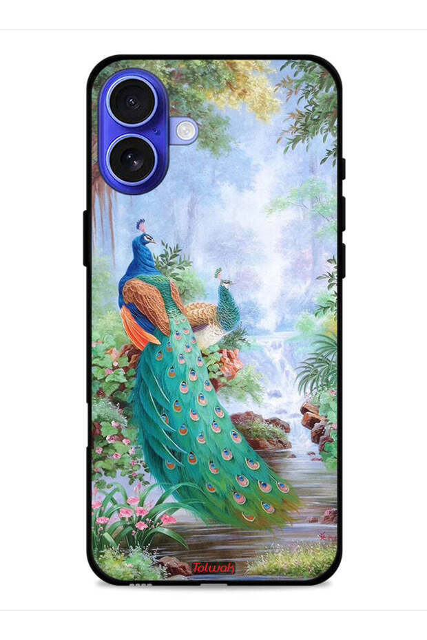 غطاء حماية لجهاز Apple iPhone 16 Plus بتصميم الطاووس