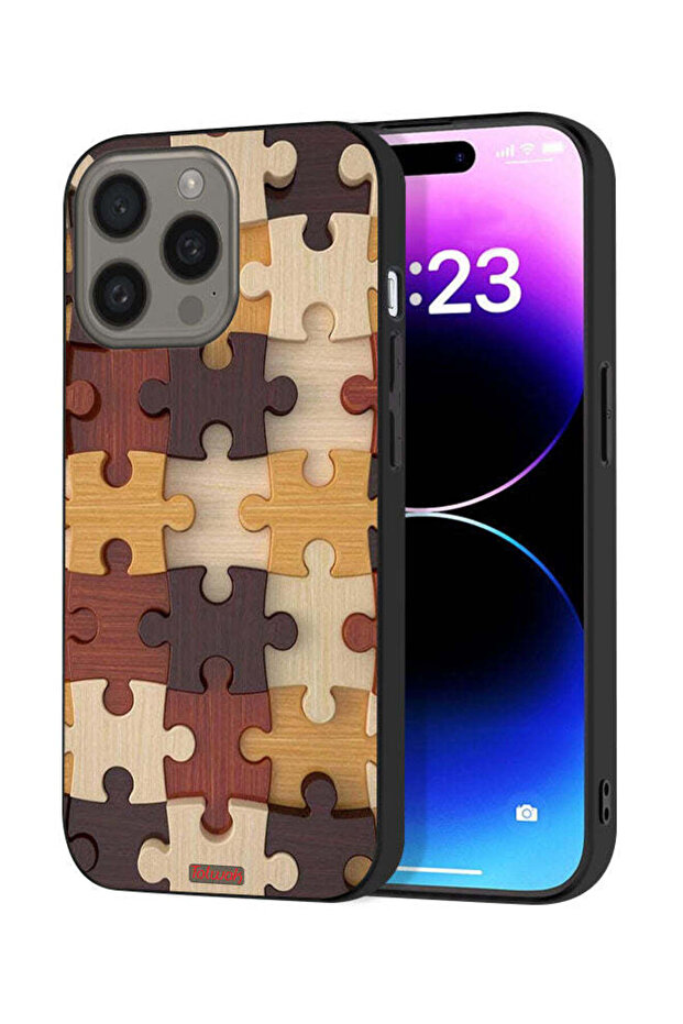 غطاء حماية لجهاز Apple iPhone 15 Pro Max بنمط خشبي