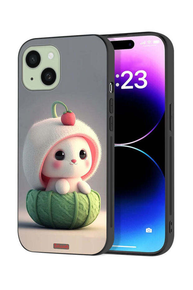 غطاء حماية لجهاز Apple iPhone 15 Plus بتصميم أرنب صغير لطيف