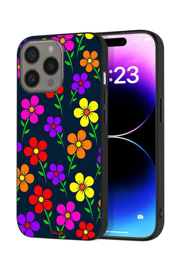 غطاء حماية لجهاز Apple iPhone 15 Pro - زهور ملونة
