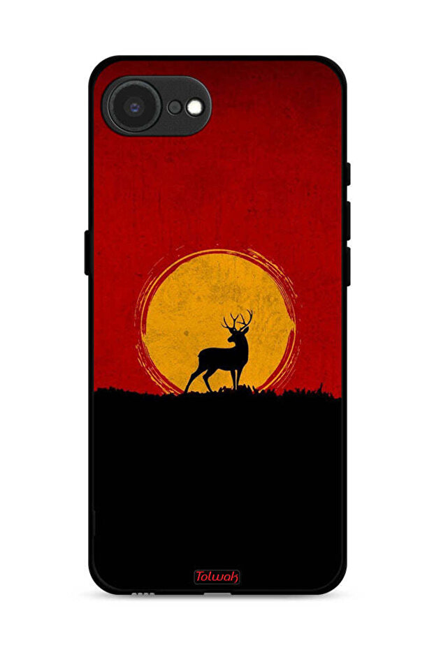 غطاء حماية لجهاز Apple iPhone 16e بتصميم غزال وقمر