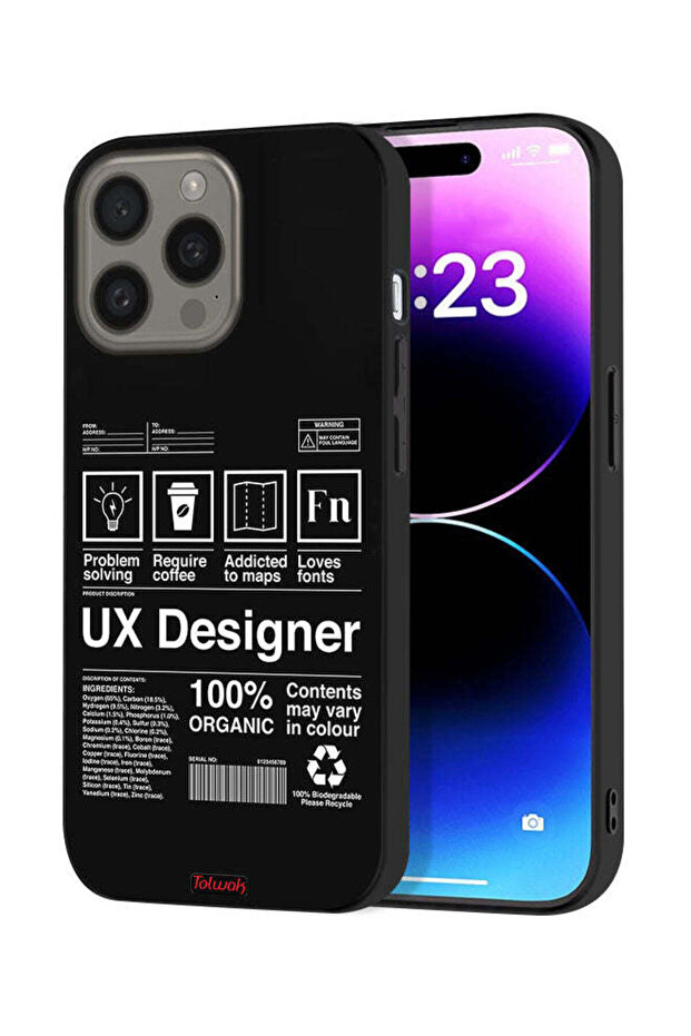 غطاء حماية لجهاز Apple iPhone 15 Pro Max، ملصق مصمم تجربة المستخدم