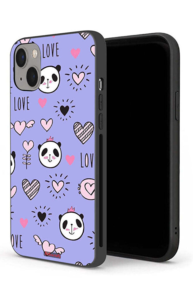 غطاء حماية لجهاز Apple iPhone 13 mini بتصميم Love And Panda Doodle