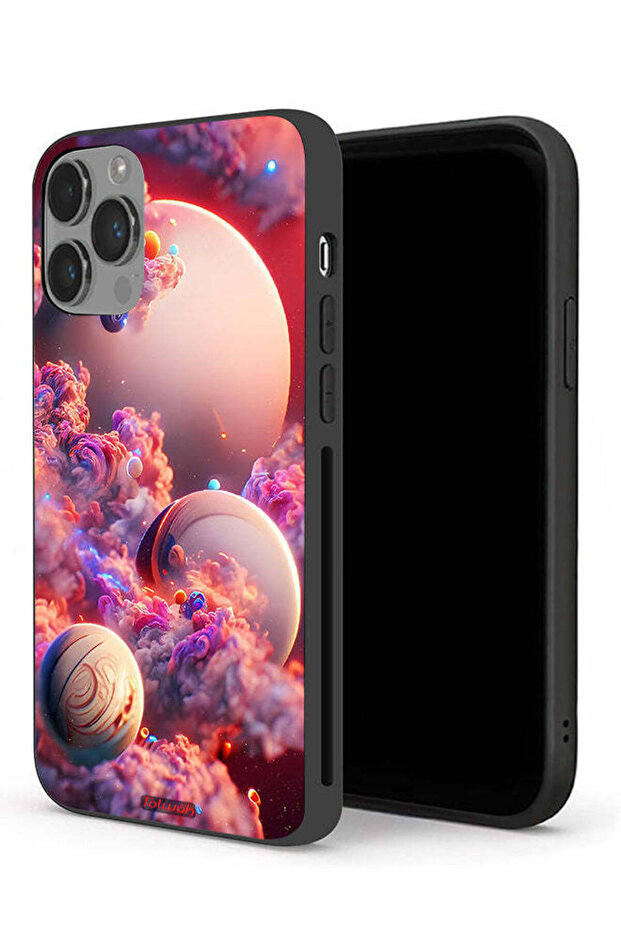 غطاء حماية لجهاز Apple iPhone 14 Pro Max بطبعة غيوم وفن تجريدي