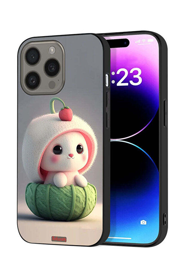 غطاء حماية لجهاز Apple iPhone 15 Pro Max بتصميم أرنب صغير لطيف