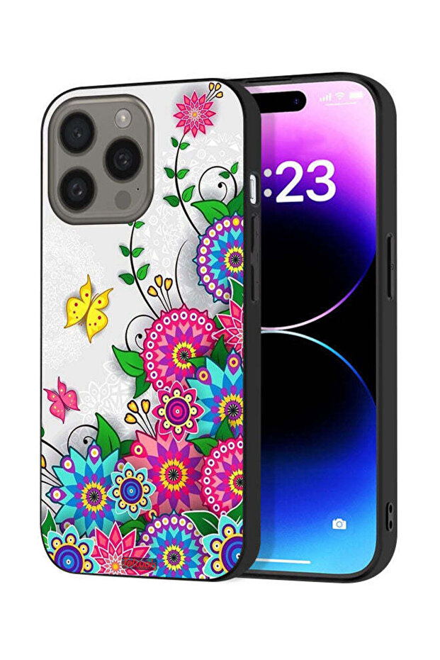 غطاء حماية لجهاز Apple iPhone 15 Pro Max بتصميم زهور ماندالا