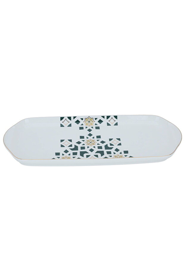 Saif Gallery Porcelain Dessert Plate, Rectangular, 397 ml - White