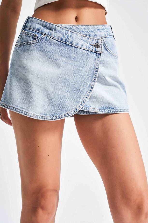 Kadın Snow kot Rengi 4s5-3 Mini Boy %100 Koton Denim Şort Etek - 2
