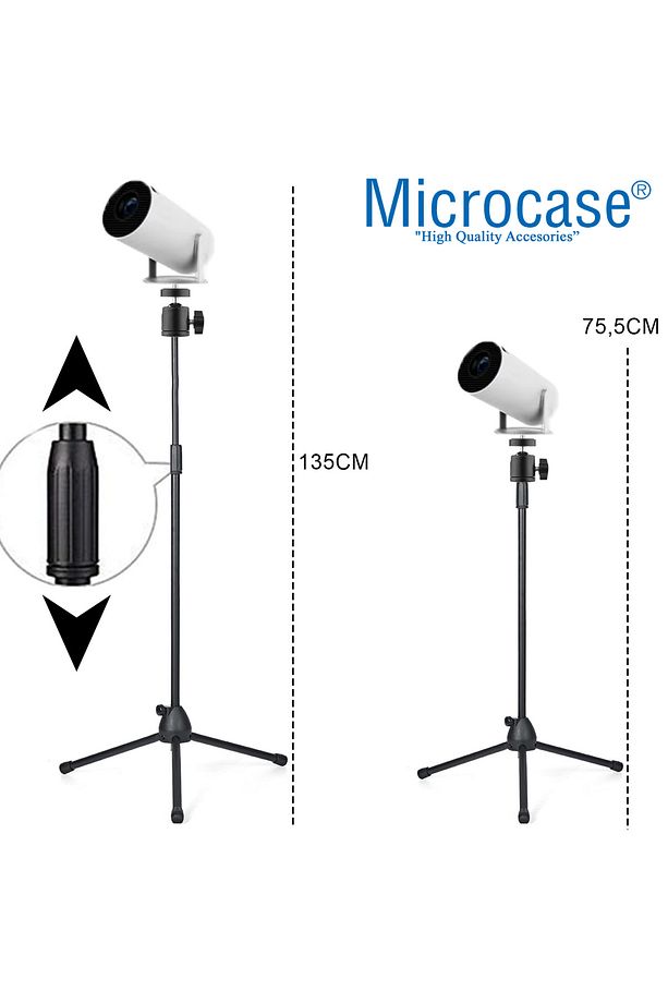 Taşınabilir Projeksiyon Cihazı Vb 1/4 Vida Girişli 2.1 mt Eğim ve Açı Ayarlamalı Tripod-AL5274 - 2