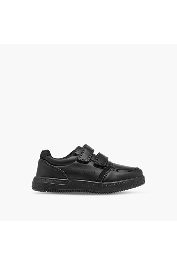 Panelled School Shoes with Hook and Loop Closure - 3