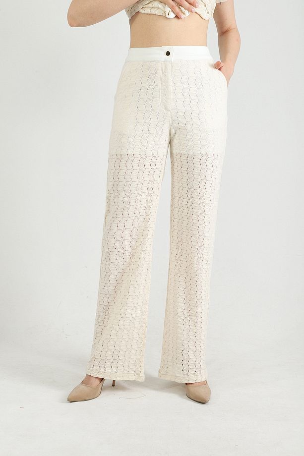 Yazlık astarlı dantelli pantolon - 1