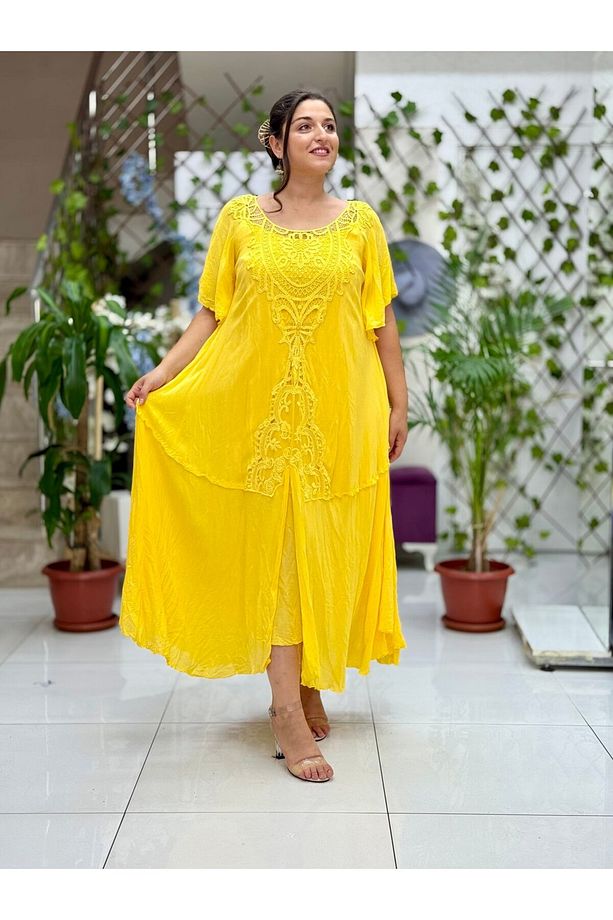 VL1420 Hürrem Vual Elbise Sarı - 1