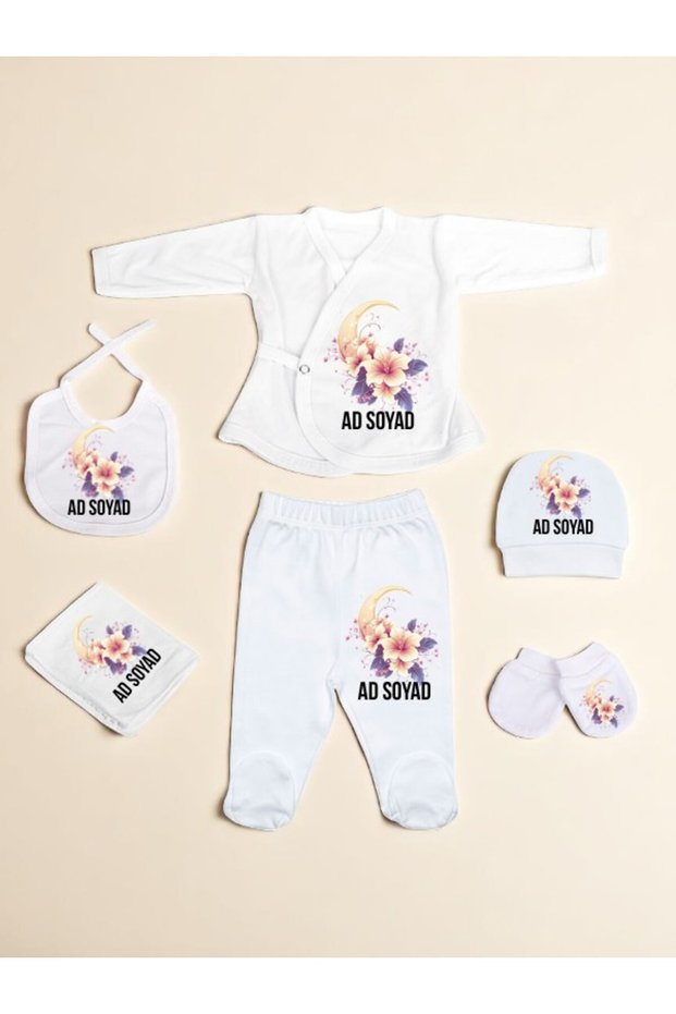 Moon and Flower Printed Baby Hospital Discharge Set Newborn Baby Gift Gift for Baby