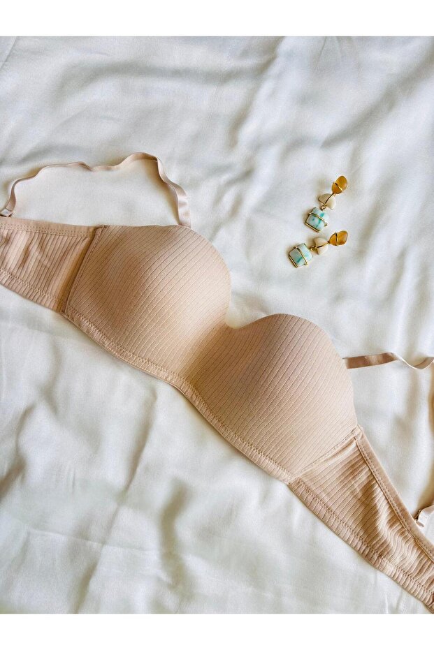 Skin Color Gathering Underwire Cotton Combed Cotton Unpadded Lotus Bra