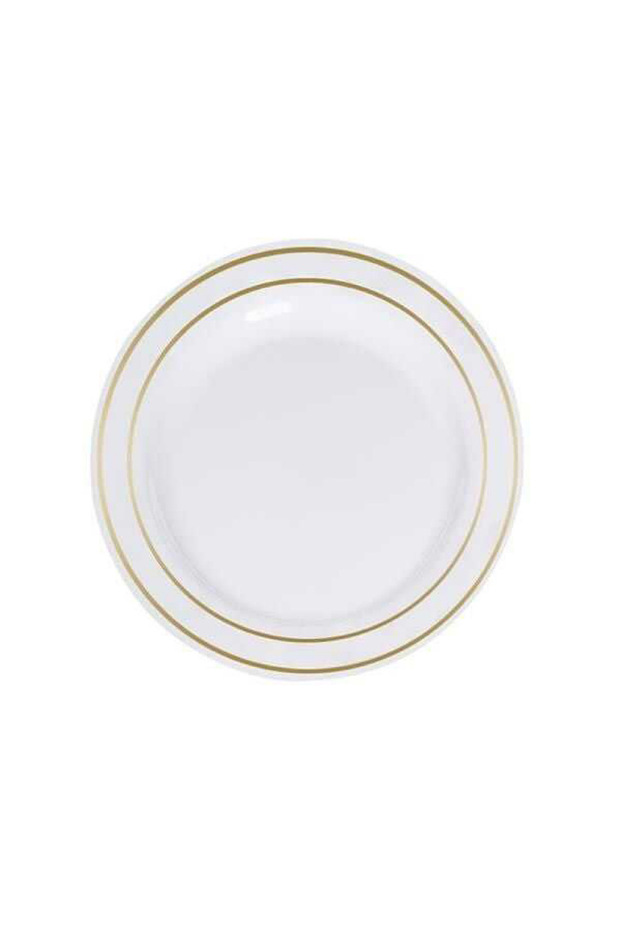 Porcelain Look Gold Gilded Plastic Plate 19 cm Set of 6