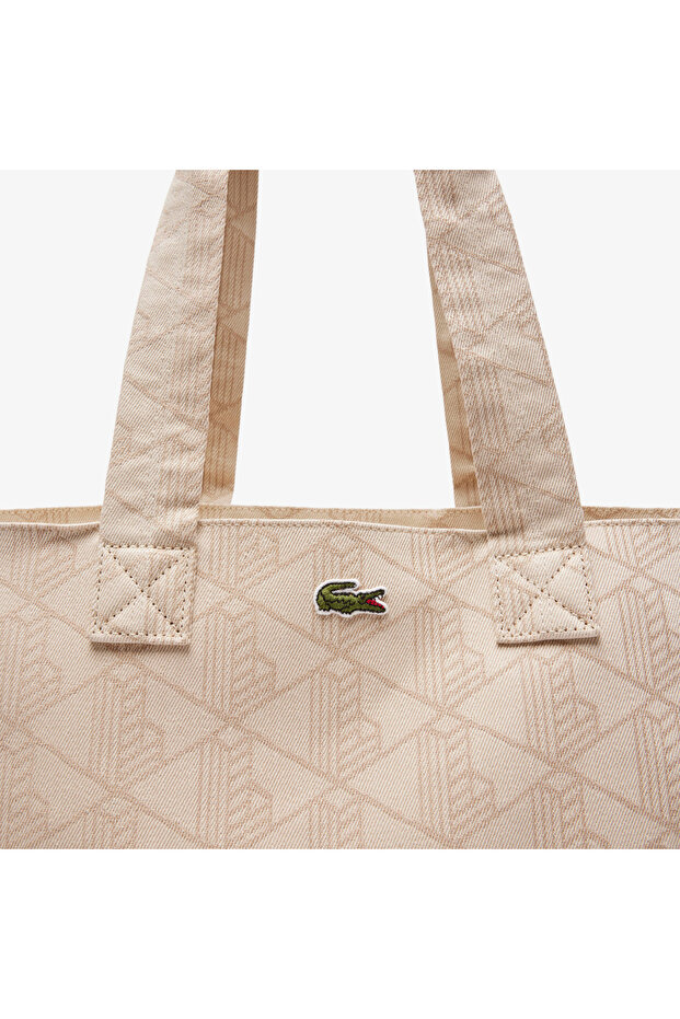 Unisex Monogram Bej Omuz Çantası - 5