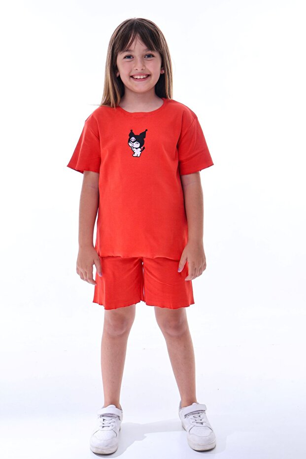 Ribana Beybi Overlock Detailed Kuromi Embroidered Top-Under Set