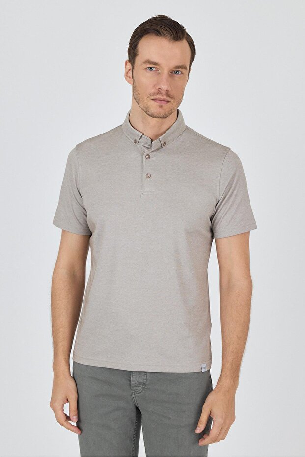 Short Sleeve Plain Suprem Polo Collar Pocketless Cotton Casual Slim Fit T-Shirt 1011250160