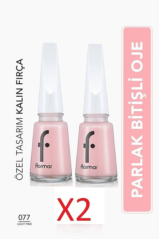 Klasik Parlak Bitişli Yüksek Pigmentli Oje-nail Enamel- 077 Lıght Pınk New X2 Adet - 1