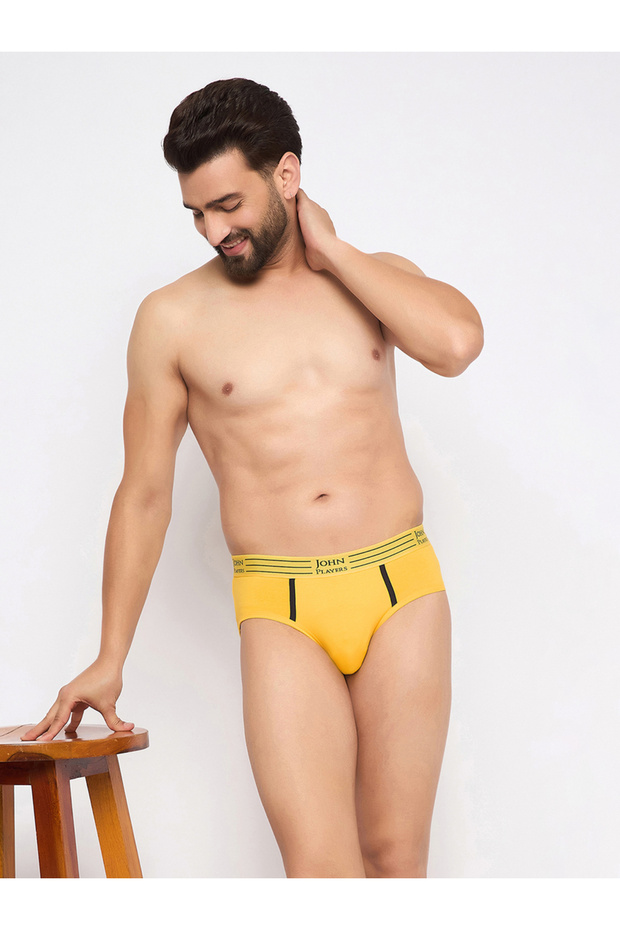 Pack of 2 - Solid Briefs with Striped Waistband