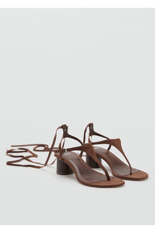 Süet deri topuklu sandalet - 1