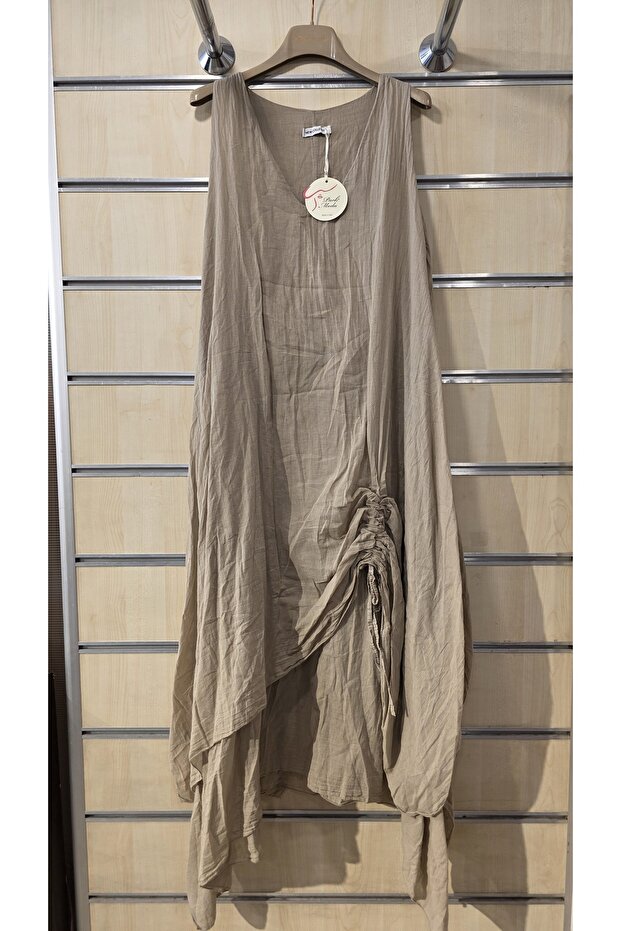 Italian Zero Sleeve Long Cotton Dress