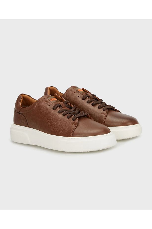 Tommy Erkek Deri Sneaker Ayakkabı Taba - 1