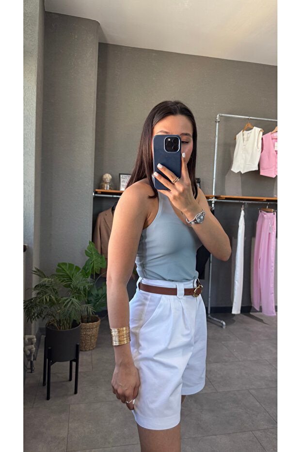 بلوزة منخفضة الظهر بياقة رسن - 5