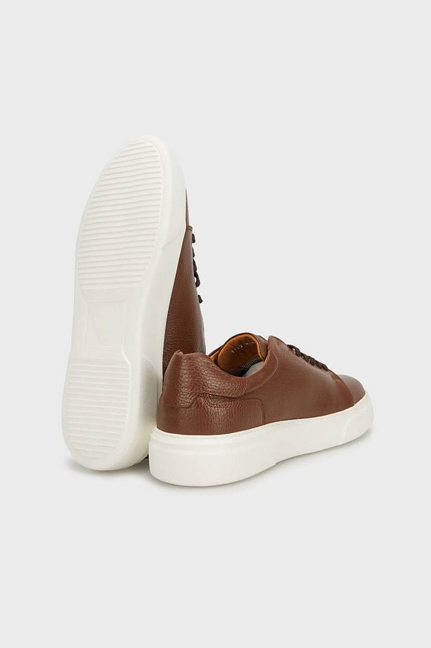 Tommy Erkek Deri Sneaker Ayakkabı Taba - 6