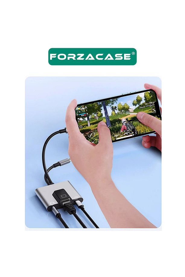 3 in 1 Lightning & Type-C to Ethernet Adaptörü RJ45, AUX, Şarj Destekli Çevirici - FC1083 - 4