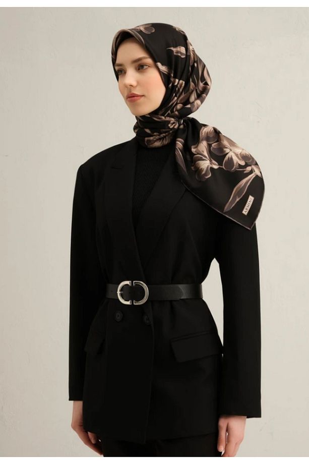 Tivil Ipek Eşarp 9324-85 Siyah Karışık Desen - 1